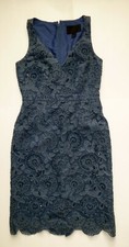 EUC Blue Beaded Floral Lace Dress by J.Crew Collection - SZ 2