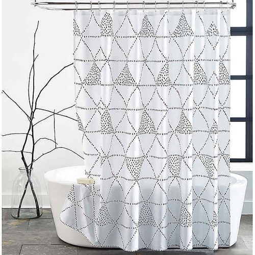 DKNY Fabric Shower Curtain Diamond Dash 72x72" Black and White Gorgeous - Picture 3 of 12