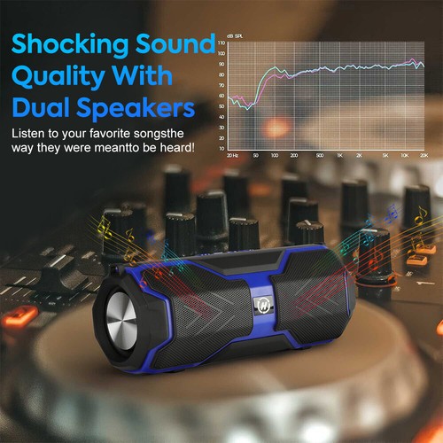 Haut-parleur portable sans fil Bluetooth étanche stéréo USB basse TF FM radio LOUD - Photo 7 sur 16