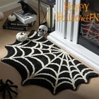 Black Spider Web Halloween Rug Bathroom Rug for Halloween Decor Spooky Gothic