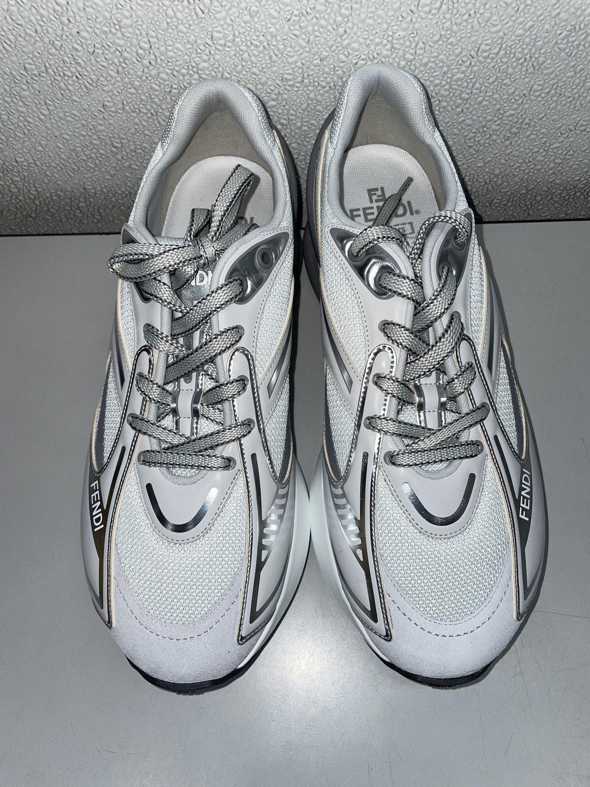 Fendi First 1 Leather Paneling Low-Top Sneaker Women's US 10, White/Grey thumbnail 3