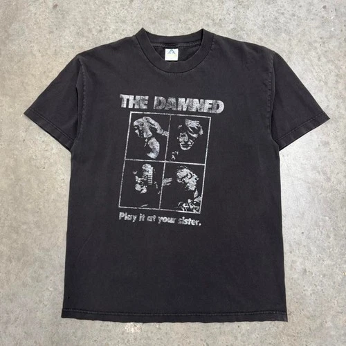 90s The Damned T-shirt Punk Rock Black Mens Large Pl 1990s vintage concert t-shirt, vintage, size L, single stitch, B+ condition