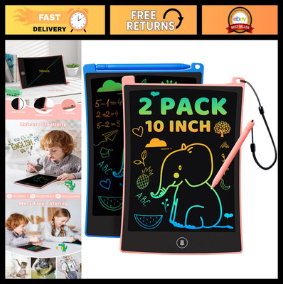 2 Pack 10'' LCD Writing Tablet for Kids - Colorful Doodle Board, Erasable Drawing