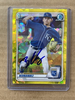 Signed 2020 Bowman Chrome Draft Sapphire Ben Hernandez Yellow Refractor /99 Auto