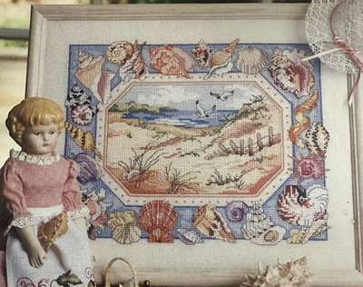2 Cross Stitch Patterns Graphs from Vnt Magazine, Ocean Scene, Shells, Flowers