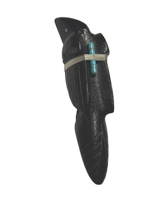 Herbert Halate Zuni Raven Fetish Carving Black Stone Turquoise Bundle Signed Nat