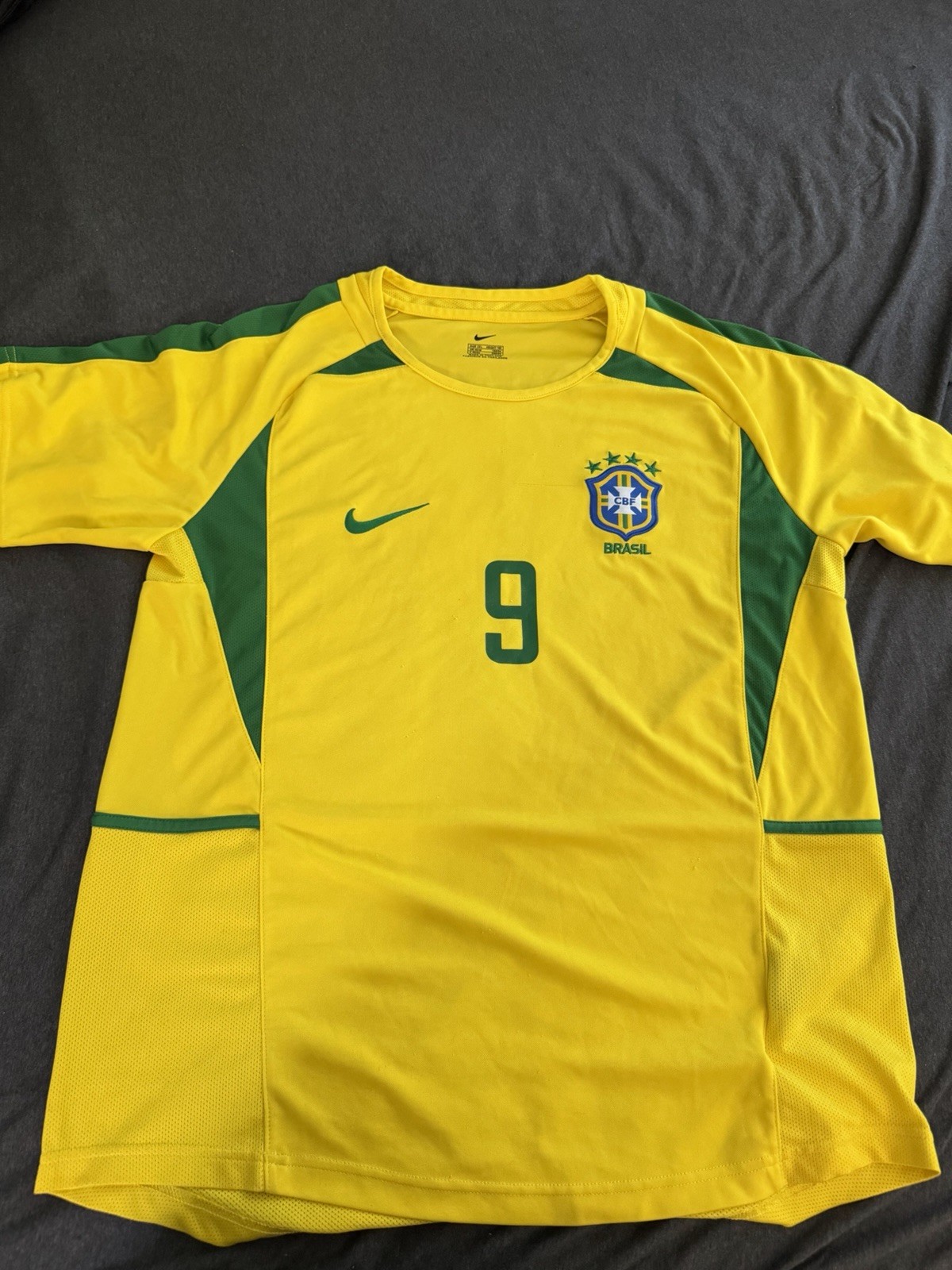 Nike Brazil Soccer Jersey Ronaldo #9 Yellow Green Size 2XL