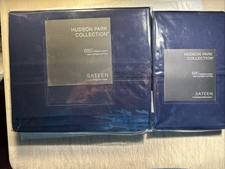 Hudson Park Collection Supima Cotton 680TC Sateen King Flat Sheet Sz  2 Pillows