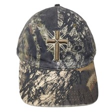 Signatures Baseball Cap Hat Green Brown Camo Cross Psalm 119:105 OS Adjustable