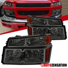 Fit 2004-2012 Chevy Colorado Canyon Smoke Headlights+Corner Parking Signal Lamps