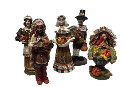 k's collection Thanksgiving Figurines Pilgrim native American Turkey 2006