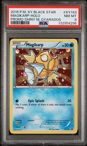 2016 POKEMON XY BLACK STAR PROMO SHINY MEGA GYARADOS #XY143 MAGIKARP-HOLO PSA 8