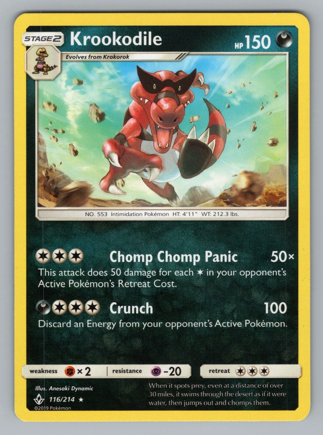 KROOKODILE 116/214 R UNBROKEN BONDS POKEMON NM UNB 2019//