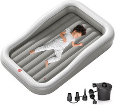 Inflatable Toddler Travel Bed with 3-Sided Safety Bumpers, Extra Large Kids Air