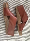 Yokono Shoes Womens  8 Leather Cork Wedge Slide Sandals Comfort Made Spain Brown — photo 5