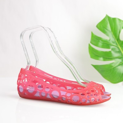 Crocs Womens Adrina Flats Size 10 Pink Jelly Cutout Ballet Peep Toe Beach Shoes
