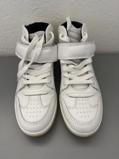 ZARA Women White Leather High Top Sneakers 6 US 36 EU | Strap Lace Up Casual