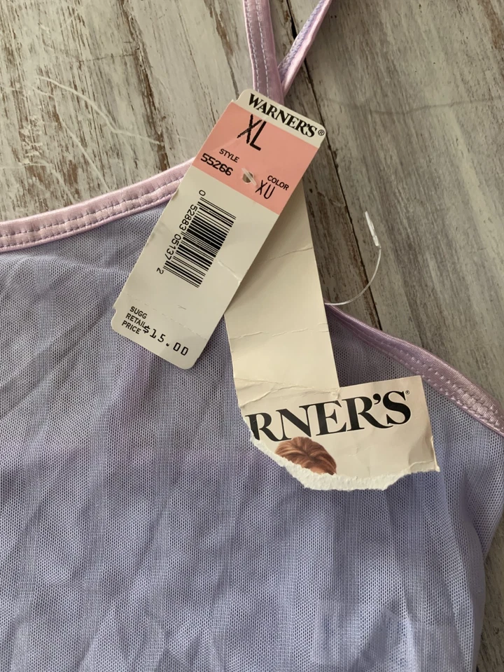 Винтажный 90-х Warners голая правда фиолетовый розовый чистый Cami XL и трусики размер 7 комплект новый с Ярлыками - Изображение 3 из 4