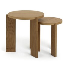 Habitat Xylo Oak Veneer Nest of 2 Tables Natural 47cm and 37cm