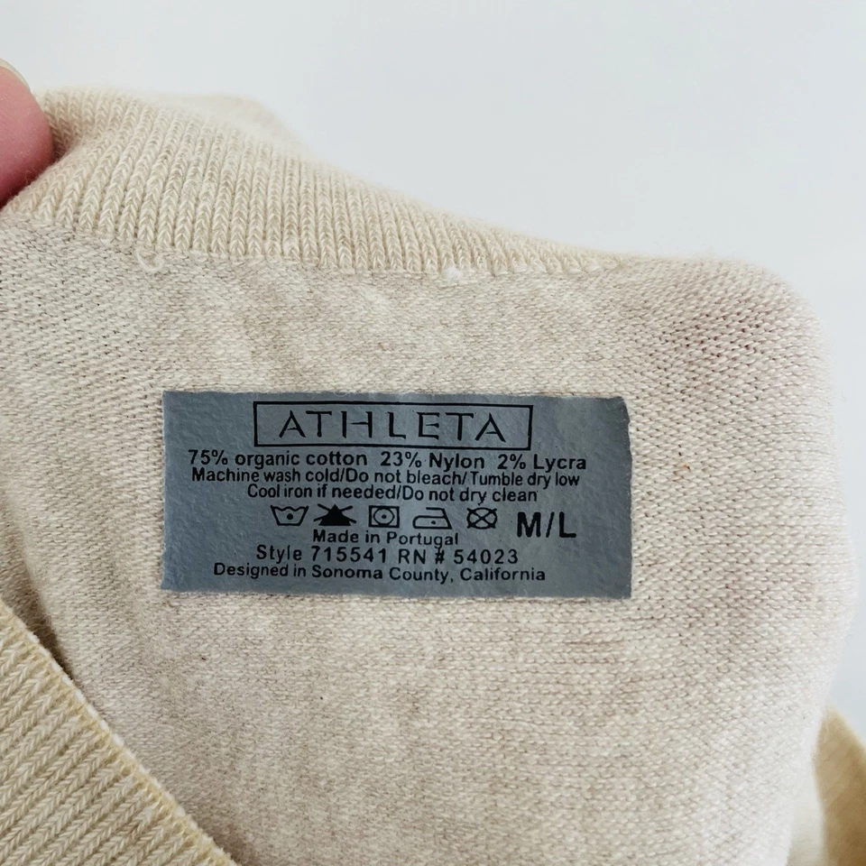 Medias de punto con cable sin pies Athleta M/L tejido avena transpirable algodón orgánico usadas en excelente estado Foto 3 de 4