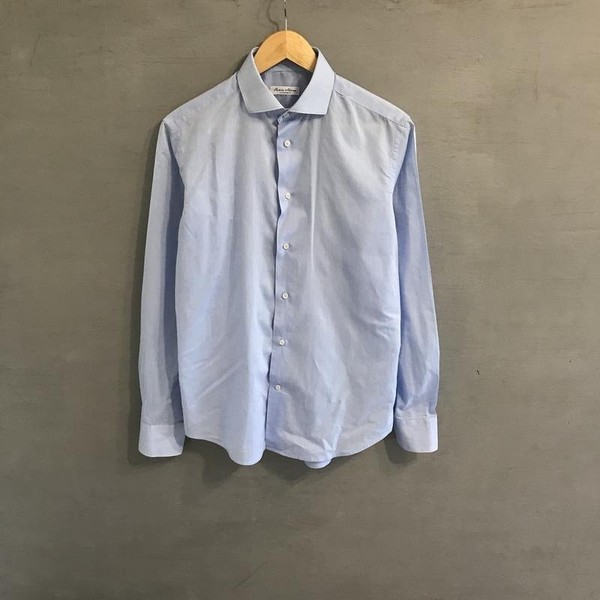 Men Sartoria Milanese Shirt Blue Cotton M