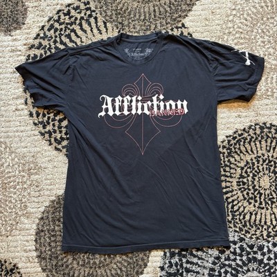 AFFLICTION VINTAGE T-SHIRT BLACK BANNED FEDOR VS SYLVIA SIZE XL GREAT CONDITION!