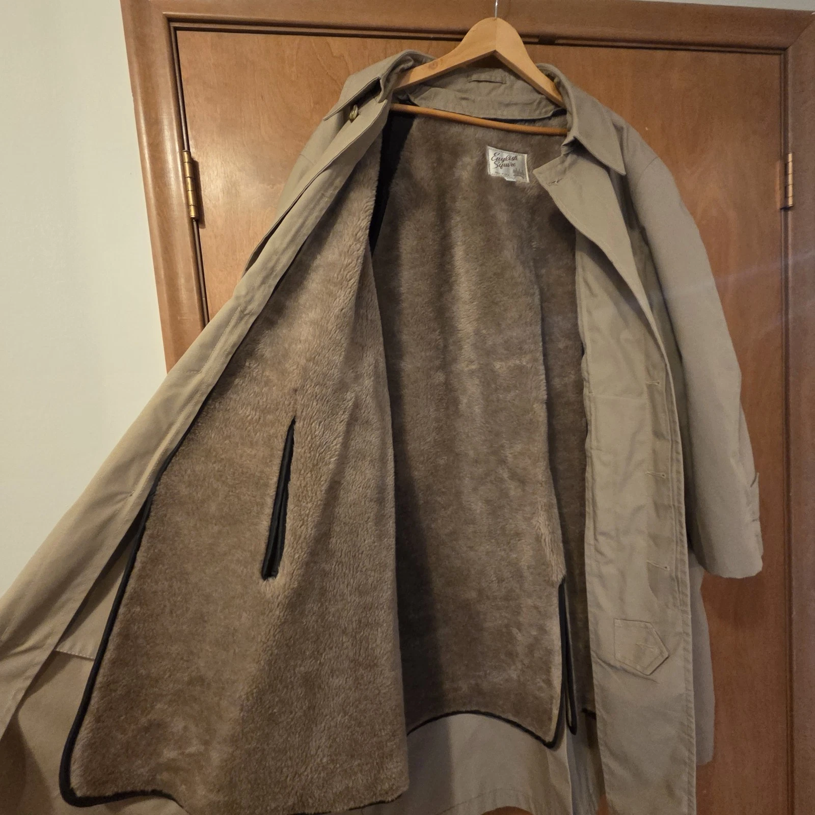 Vintage English Squire Trench Coat 60L Big Tall USA Zip Out Liner Tan - product detail image 2