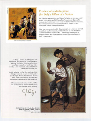 Vtg Art Book Print 1990s Jim Daly It's That Time Again Pillars of a Nation Art