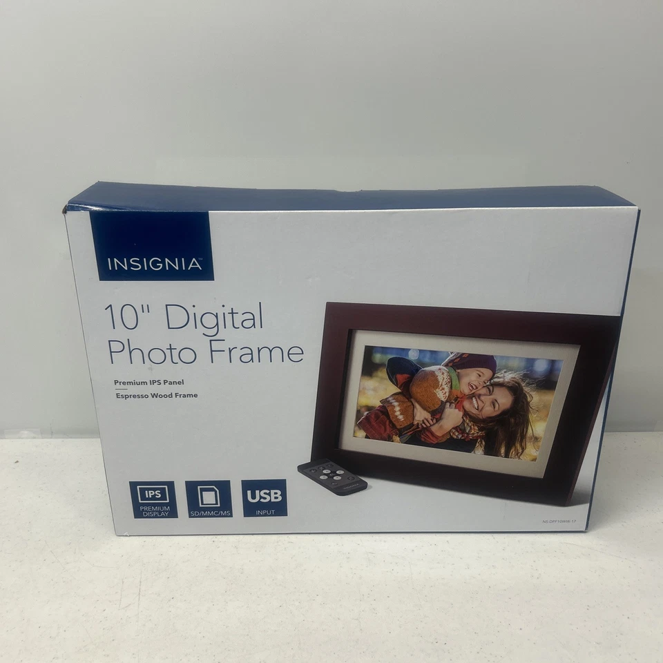 Digital Photo Frame 10" Insignia Premium IPS Panel Espresso Wood Frame New - Image 4 of 4