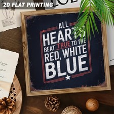 Patriotic USA Red White Blue Wooden Plaque 4th Of July Rustic Home Decoration