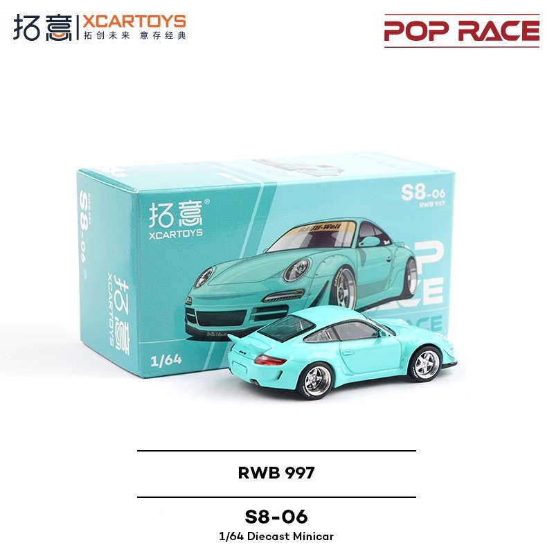 Xcartoys x POP RACE 1:64 RWB997 Blue Diecast Model Car 
