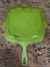Le Creuset Square Cast Iron Skillet Grill fry frying Pan RARE LIME GREEN