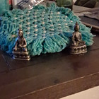 Lot of 2 Small Metal Seated Buddha Figurine Statues - Buddhism — photo 1