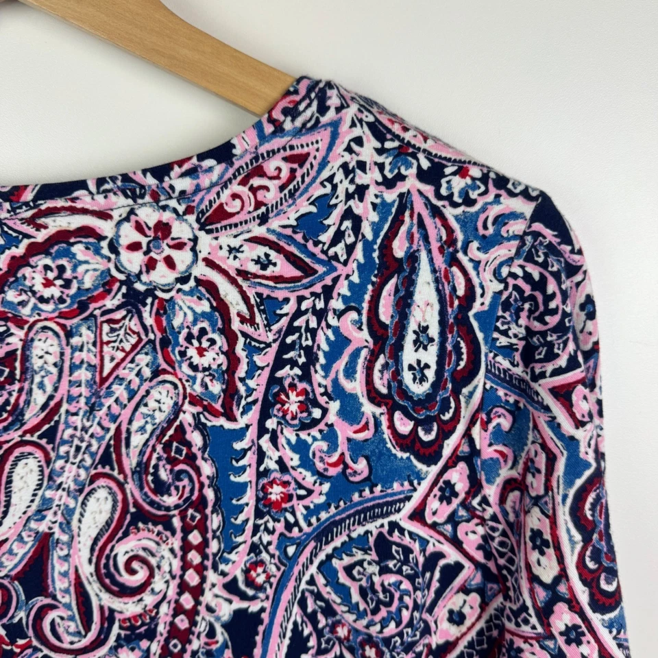 NUEVO CON ETIQUETAS Camiseta Talbots Paisley Talla 1X Multicolor Elastizada Cómoda Algodón Boho Otoño Informal Foto 2 de 4