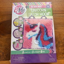 BMe Unicorn Latch Hook Craft Kit 6 Kids 11 1/2" Square - Rainbow Colors