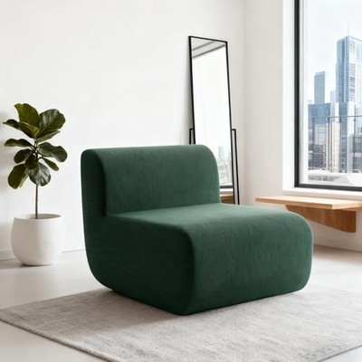 Boneless Couch 26'' Single Sofa, 1 Seater 26-inch Single Sofa Dark Green