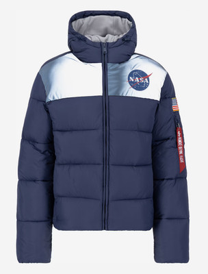 Alpha Industries HP NASA Jacke Gr. S Navy Daunenlook Neu mit Etikett Kapuze