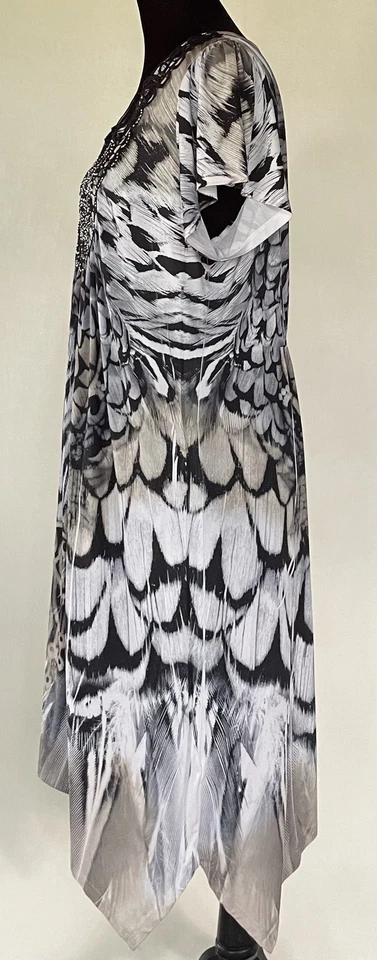 Live & Let Live Black White Embellished Butterfly Dress Size XL Fairy Whimsical - Image 2 of 4