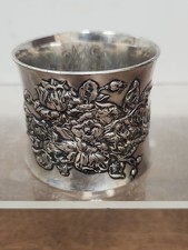 ANTIQUE SILVERPLATE REPOUSSE NAPKIN RING MONOGRAMED GRACIE