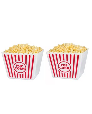 Large Popcorn Bucket Retro 2 Pack Reusable Movie Theater Bowls Tub FREE SHIPPING
