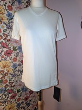 Image of Salomon Ladies White Basic Moisture Wicking V Neck T Shirt New Medium