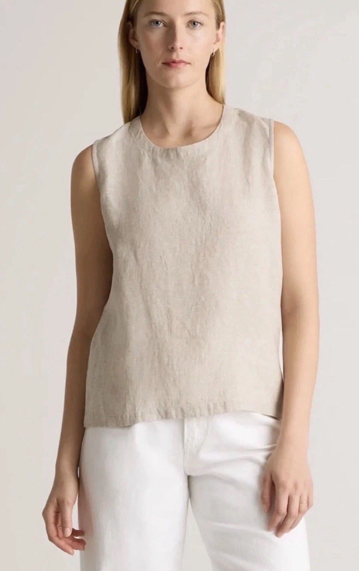 Quince 100% Linen Tank Keyhole Back Top Womens Small Flax Coastal Minimalist