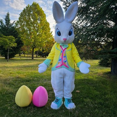 White Easter Bunny Rabbit Mascot Costume   Weißes Osterhasen Maskottchen