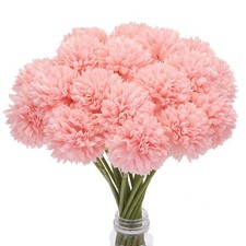 20Pcs Artificial Flower Heads Silk Chrysanthemum Hydrangea Pink Faux Flowers