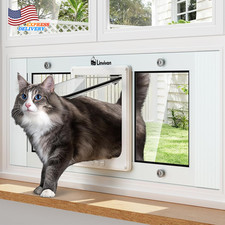 Cat Door for Window Quick Installation Adjustable 27"-32" with 4 Locking Modes