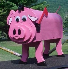 NEW Pig Mailbox Wooden Piggy Postal Box Pink Swine