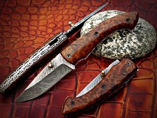 Folding Knife Custom Handmade Damascus Steel 311