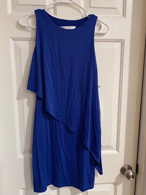 NWT Susana Monaco Sleeveless Blue Avery Overlay Dress Stretch S Reg $190