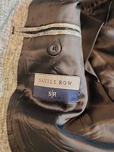 Men's 42R Savile Row Black Gray 100% Silk Tweed Suit Jacket Blazer Sport Coat - Picture 5 of 11
