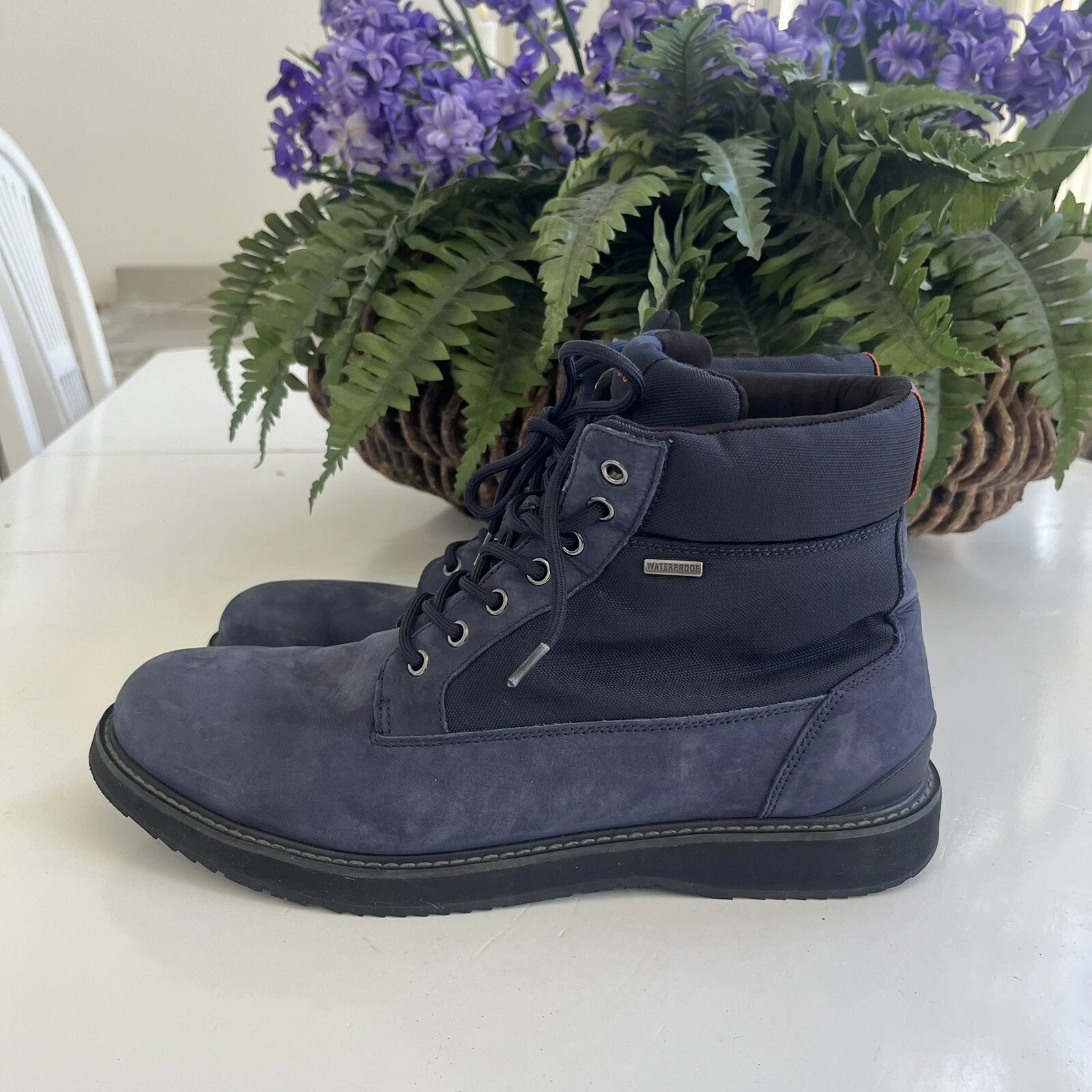 Swims WP Ankle Boots Men 11 Blue Leather Suede Nylon Norway Chukka Lace Up EUC!